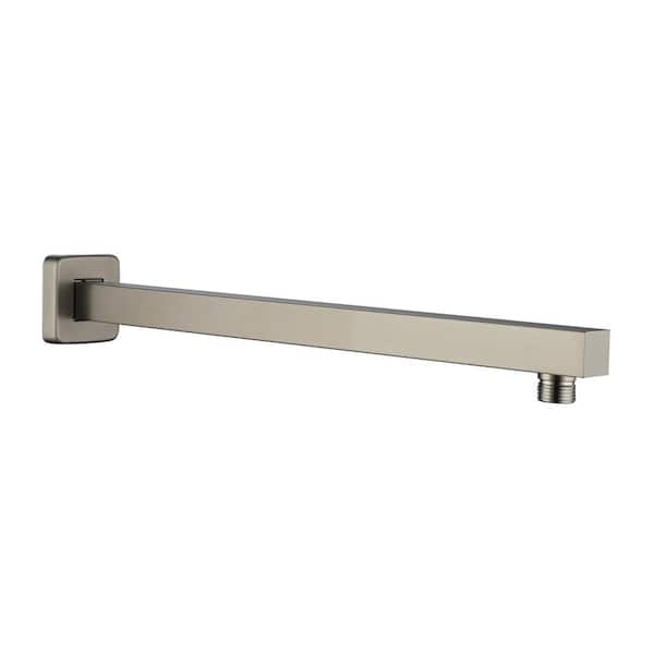 CASAINC 16 in. Square Wall Mount Standard Shower Arm and Flange, Brushed Nickel