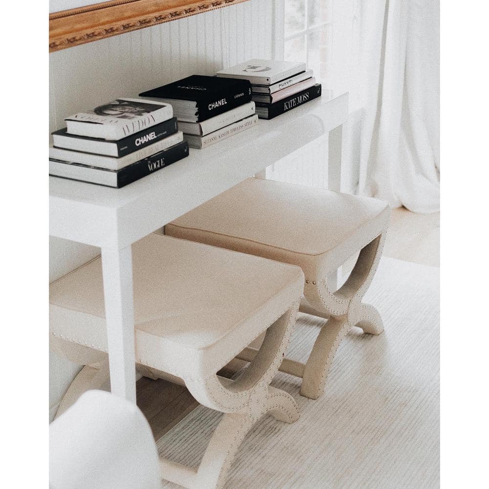 White Wood and Metal Rectangular Console Table with Storage