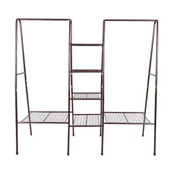 Ahokua Bronze Clothing Rack with Metal Mesh Shelves