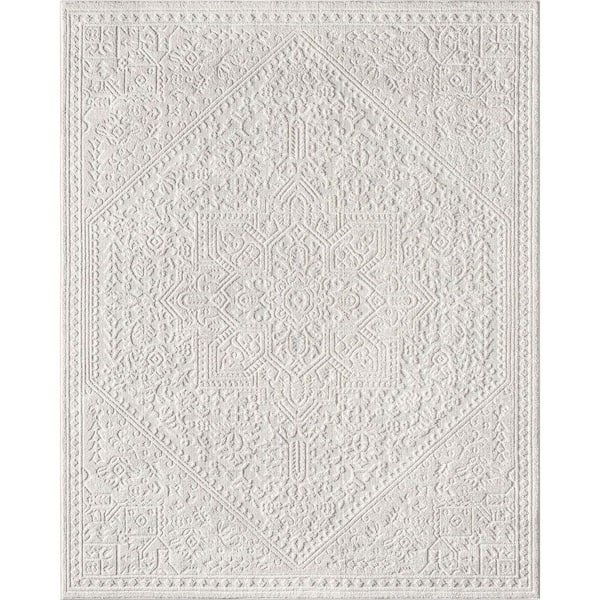 Harlow Cloud Medallion Farmhouse Medallion, Ivory 5 ft. 3 in. x 7 ft. 3 in., Area Rug