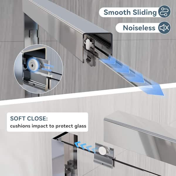 44 in. 48 in. W x 72 in. H Double Sliding Framed Shower Door with Nano-Coated Easy-Clean Tempered Glass in Chrome