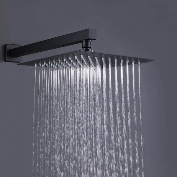1-Spray Pattern with 1.8 GPM 10 in. Wall Mount Fixed Shower Head wite Single Handle in Matte Black