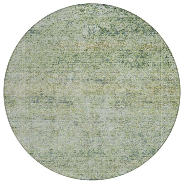 Chantille Machine Washable Indoor/Outdoor Abstract ACN2103 Aloe 8 ft. x 8 ft. Area Rug