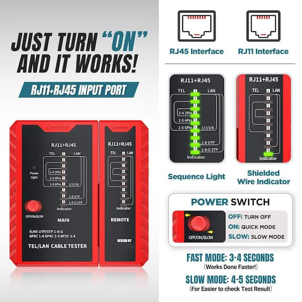 TAIWAIN CAT5/CAT6 Ethernet Crimping Tool Set With Tester, Stripper, Punch Down, 50 RJ45 Connectors And Boots