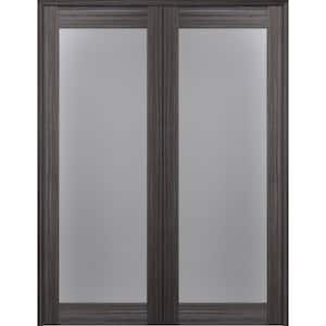 Paola 207 36" x 96" Both Active Full Lite Frosted Glass Gray Oak Finished Wood Composite Double Prehung French Door