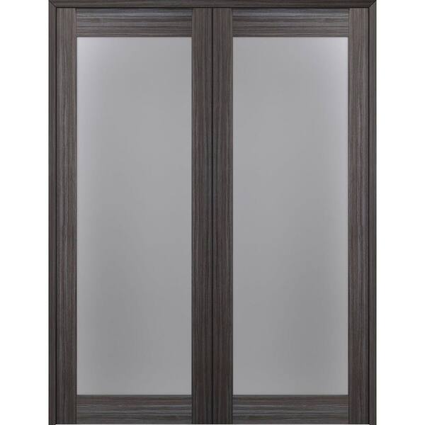 Belldinni Paola 207 64" x 96" Both Active Full Lite Frosted Glass Gray Oak Finished Wood Composite Double Prehung French Door