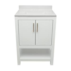 Taos 25 in. W x 19. in D. x 36 in. H Bath Vanity in White with Cultured Marble White Top