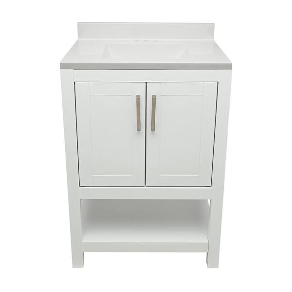 Ella Taos 25 in. W x 19. in D. x 36 in. H Bath Vanity in White with Cultured Marble White Top