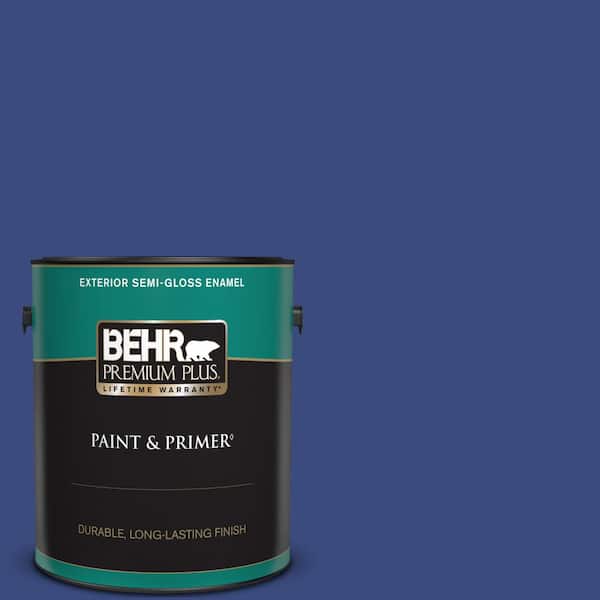 BEHR PREMIUM PLUS 1 gal. #P530-7 Tanzanite Semi-Gloss Enamel Exterior Paint & Primer