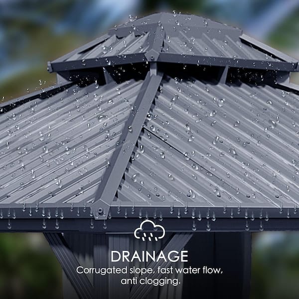 KOZYARD Caesar 12 ft. x 16 ft. Dark Brown Double Roof Permanent