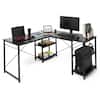 CAPHAUS 59 in. L-Shaped Computer Desk, Study Writing Corner Desk with 4 ...