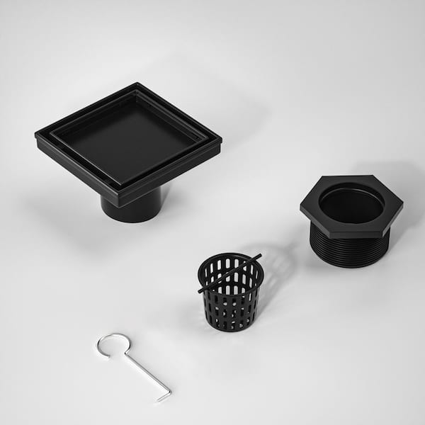 PROVA Grille de drainage carrée noir mat PROVA DRAIN 10,2 cm (4 po) | Home Depot Canada