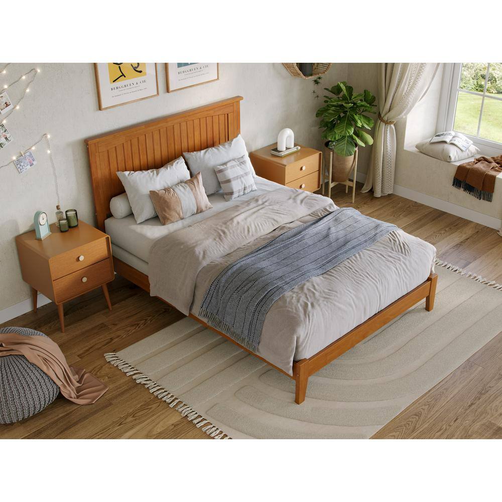 Nantucket Light Toffee Full Upholstered Solid Wood Bed Frame