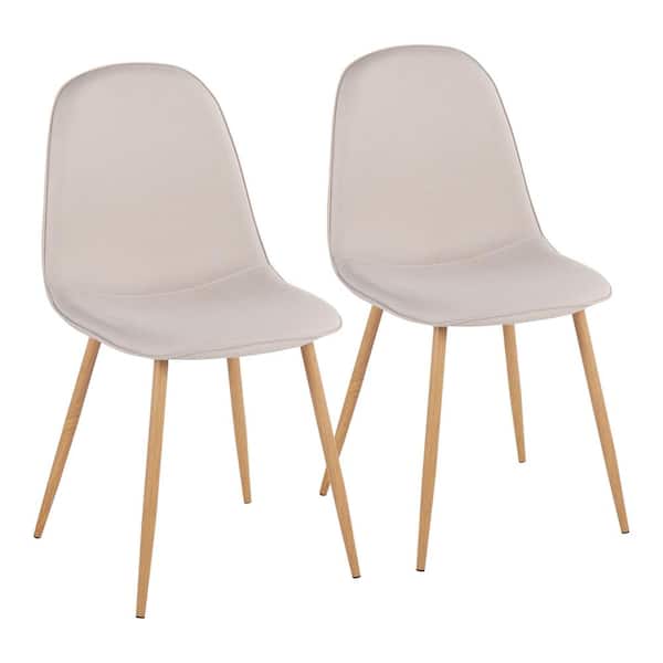 Lumisource Pebble Beige Fabric and Natural Metal Dining Chair (Set of 2)