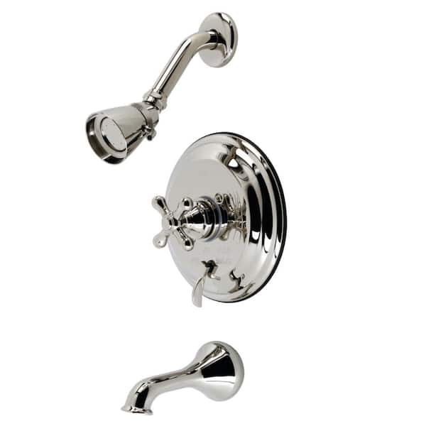 Kingston Brass Restoration Single Handle 1-Spray Tub and Shower Faucet 2 GPM with Corrosion Resistant in. Polished Nickel
