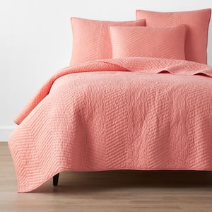 Company Cotton Coral Solid Twin Quilt