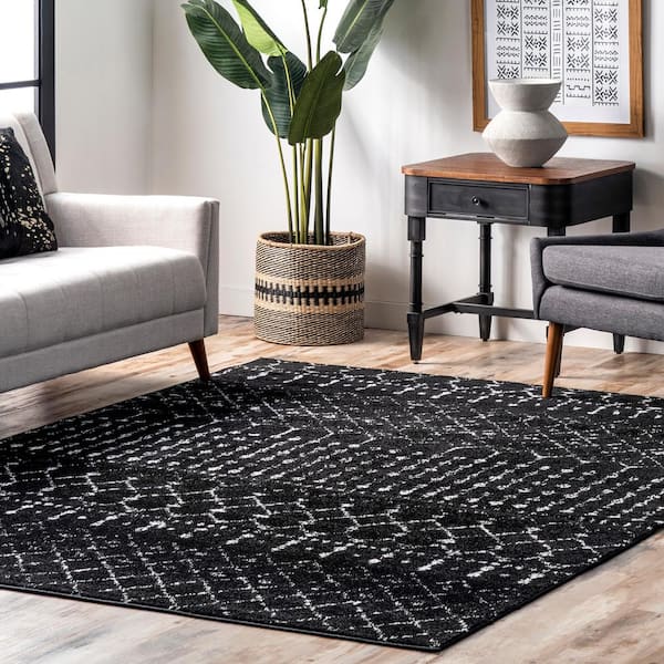 Blythe 6 ft. 7 in. x 9 ft. Black and White Moroccan Indoor Area Rug