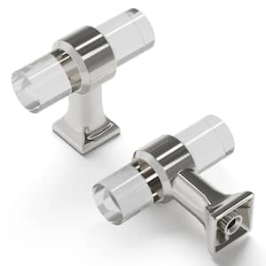 Crystal Palace T-Knob 1-3/4 in. x 11/16 in. Crysacrylic with Polished Nickel Finish Modern Zinc Cabinet Knob (1 Pack)