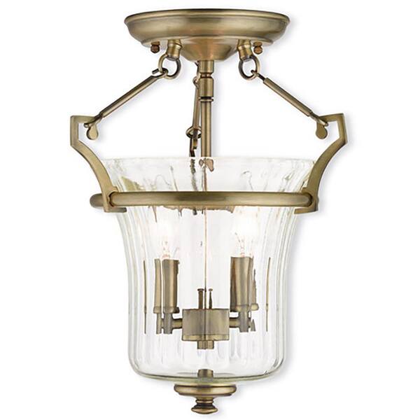 Livex Lighting Cortland 2-Light Antique Brass Flush Mount