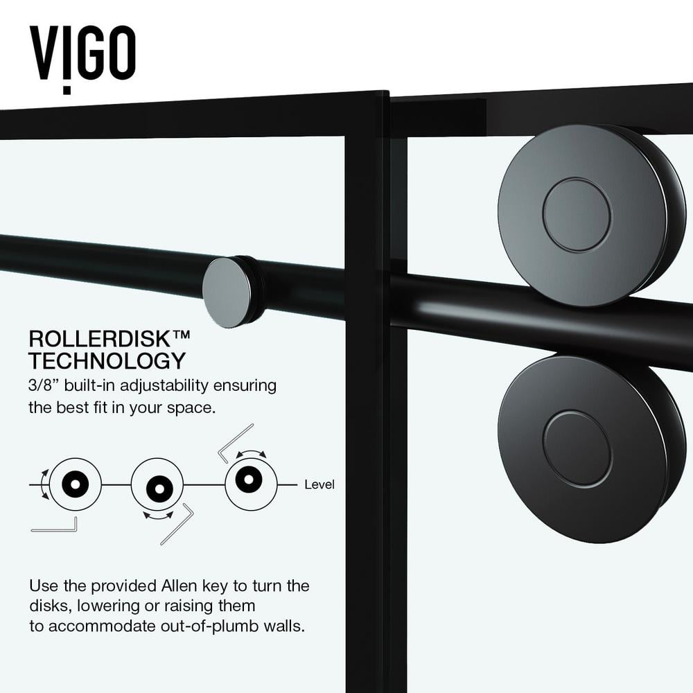 Elan 56-60" Matte Black Frameless Sliding Shower Door with Clear Glass