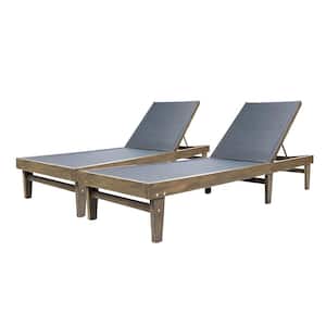 Summerland 2-Tone Gray Wood Adjustable Outdoor Patio Chaise Lounges (Set of 2)