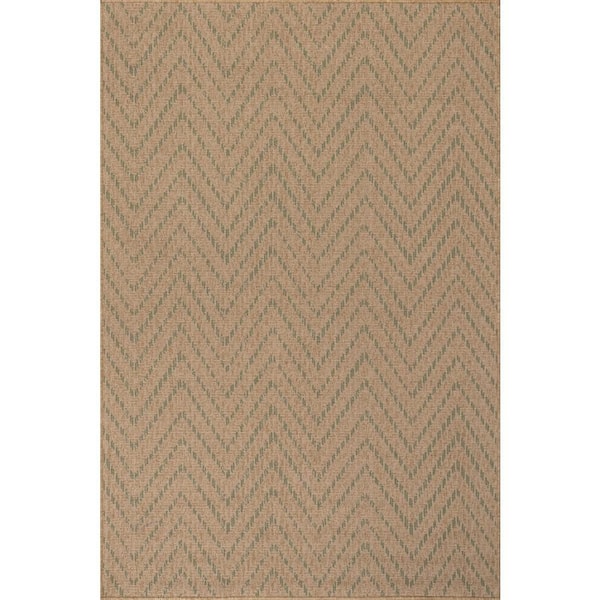 Green 9 ft. x 12 ft. Sibylla Modern Chevron Outdoor Area Rug