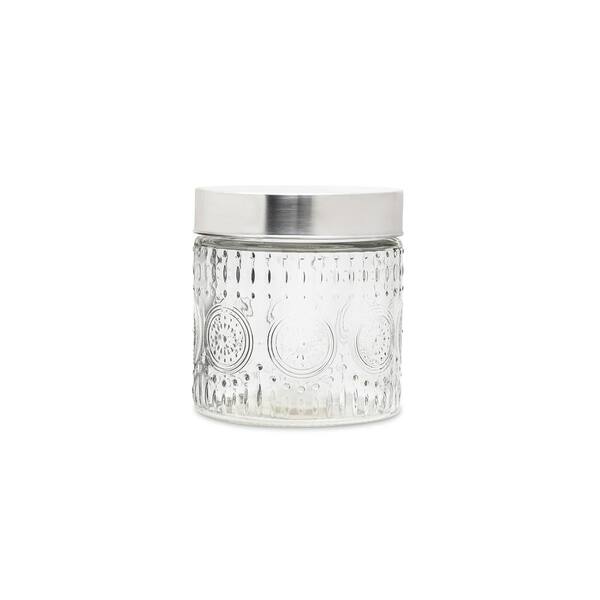 Style Setter 3-Piece Medallion Round Glass Canister Set with Metal
