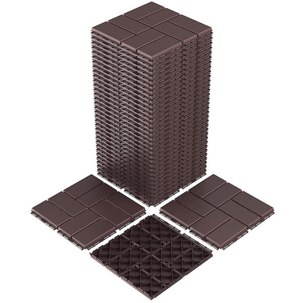 Dark Brown Plastic [12"x12"] x [0.75in] Deck Tiles, 36 Tiles/Case (36 sq. ft.)