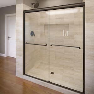 Celesta 48 in. x 71-1/4 in. Semi-Frameless Sliding Shower Door in Oil Rubbed Bronze with Clear Glass