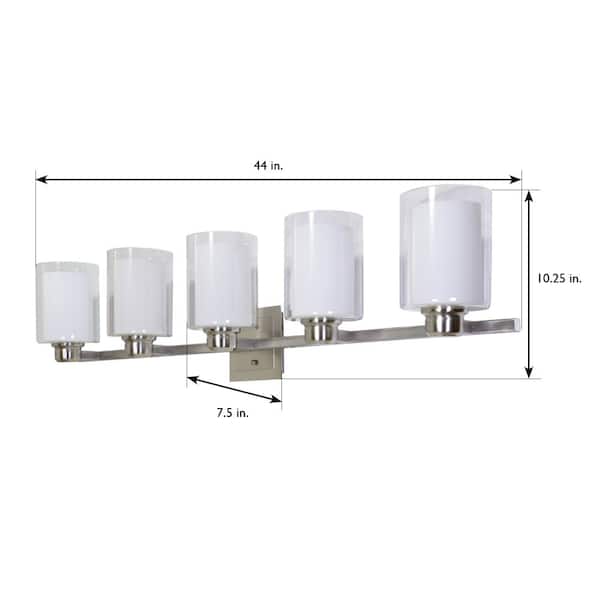 Oslo 44 in. W 5-Light Brushed Nickel Vanity Light Oslo 44 in. W 5-Light Brushed Nickel Vanity Light