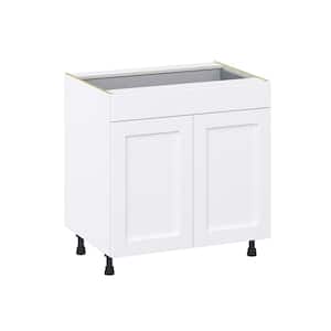 Wallace Painted Shaker 33 in. W x 34.5 in. H x 24 in. D Warm White Assembled Base Kitchen Cabinet with a Drawer