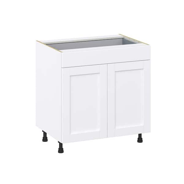Roseland 33 in. W x 24 in. D x 34.5 in. H Assembled Shaker Base Kitchen Cabinet in Warm White with Drawers