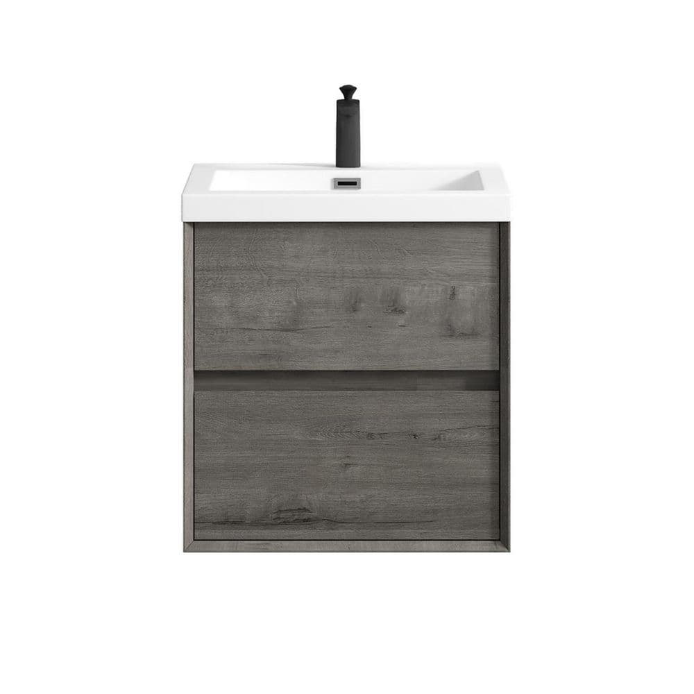 Kingdee 24 in. W x 20 in. D x 26 in. H Single Sink Floating Bath Vanity in Smoke Oak with White Acrylic Top price history on PriceWatchPro