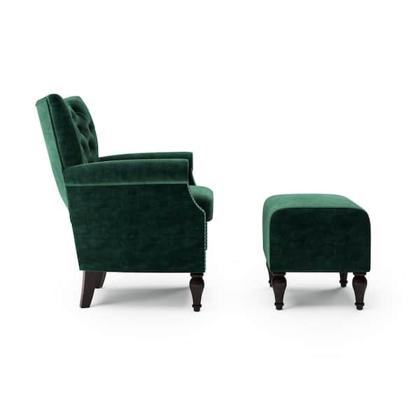Emerald Green Accent Chair With Ottoman, Emerald Green Accent Chair With Ottoman