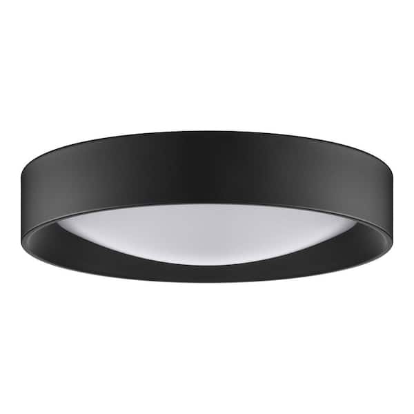 Hampton Bay Anderson 13 in. Light Black Adjustable CCT Integrated LED Flush Mount with Deco Ring 5 CCT