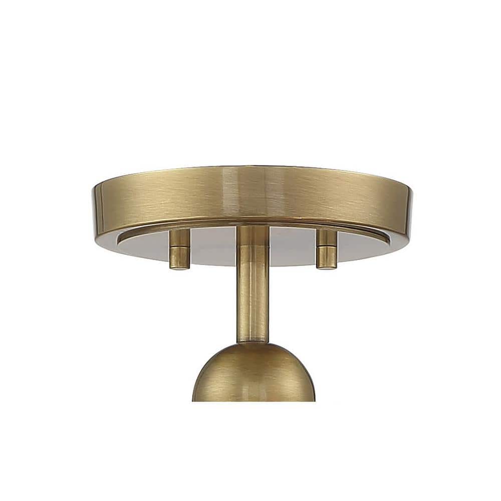 Splendour Aged Antique Brass 4-Light Drum Semi Flush Mount with Chocolate Linen Shade