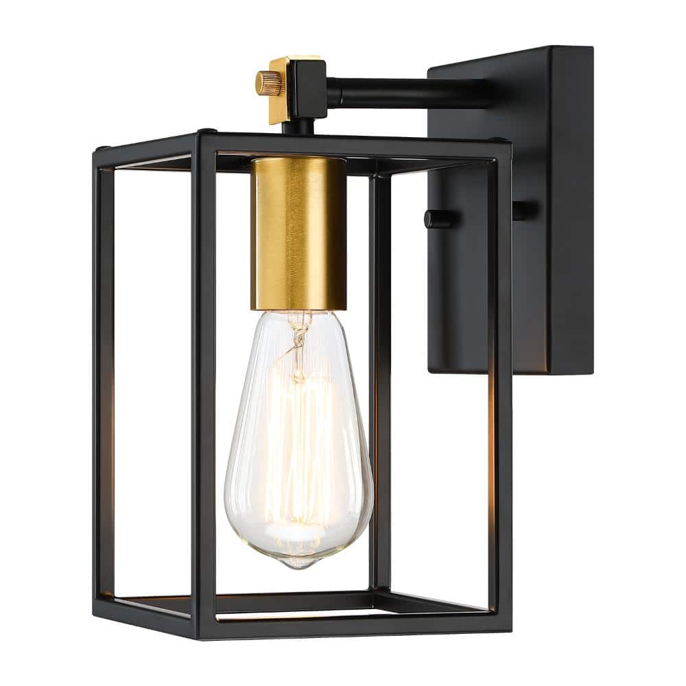 9 in. 1-Light Black and Gold Modern Wall Sconce with Metal Frame price history on PriceWatchPro