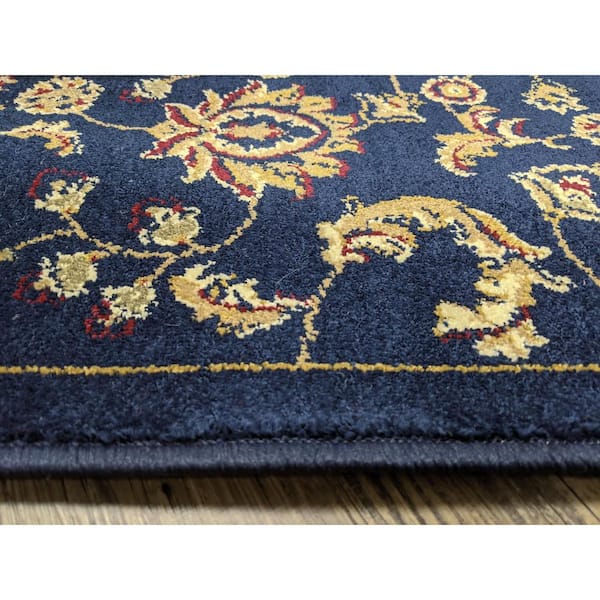 Como Navy 5 ft. x 7 ft. Transitional Floral Scroll Area Rug