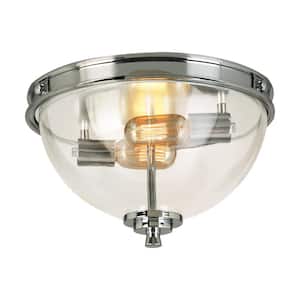 Cecilia 12.87 in. W x 7.87 in. H 3-Light Chrome Flush Mount with Clear Glass Shade