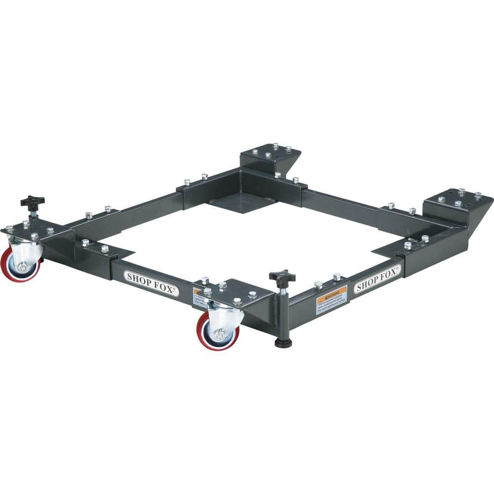 Heavy-Duty Adjustable Black Steel Mobile Base with Casters