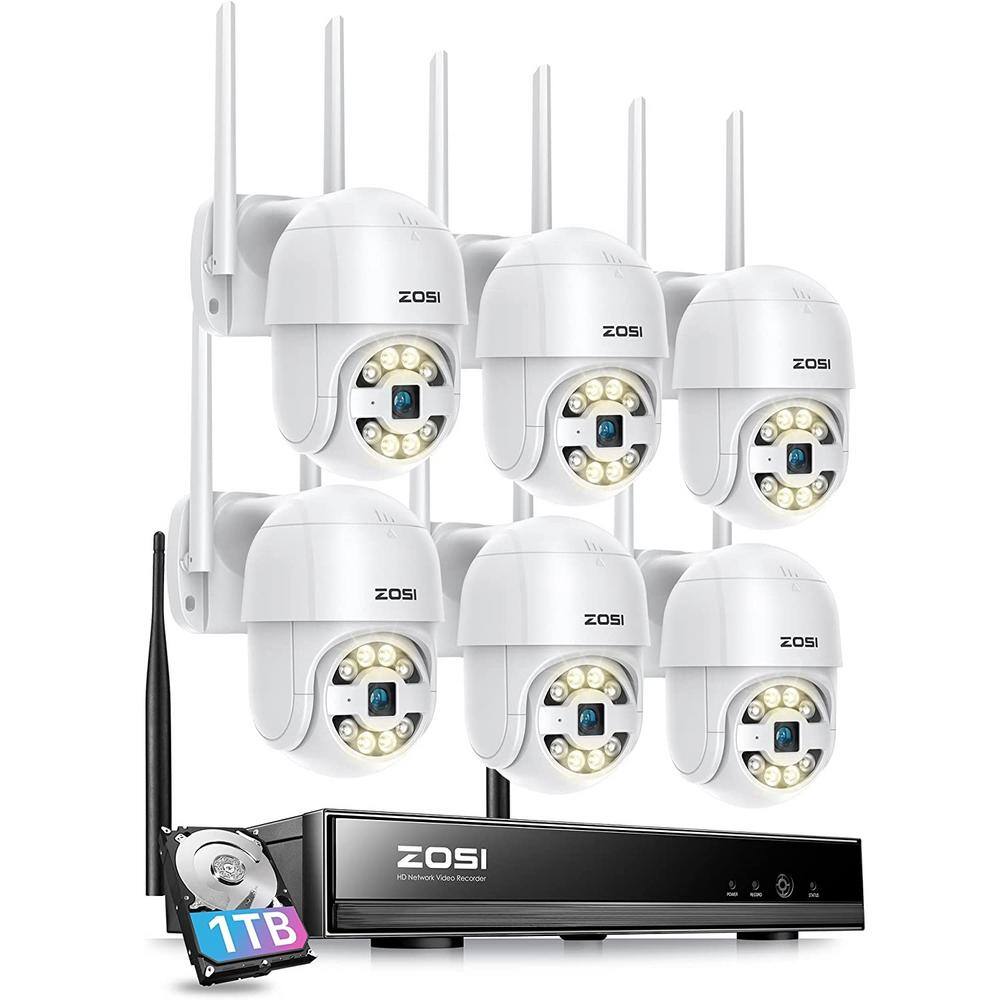 ZOSI Wireless 8-Channel 3MP 2K 1TB NVR Security Camera System 6 Wi-Fi ...
