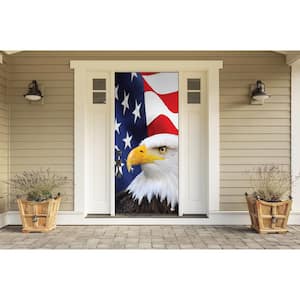 36 in. x 80 in. USA Flag and Eagle-Patriotic Front Door Decor Mural 1-Size Fits All
