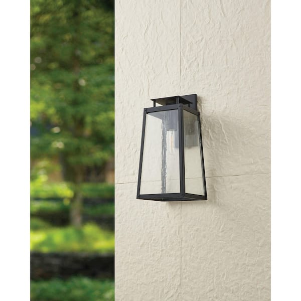 Salford 19-inch 1-light Matte Black Exterior Wall Sconce with Clear Antique Glass