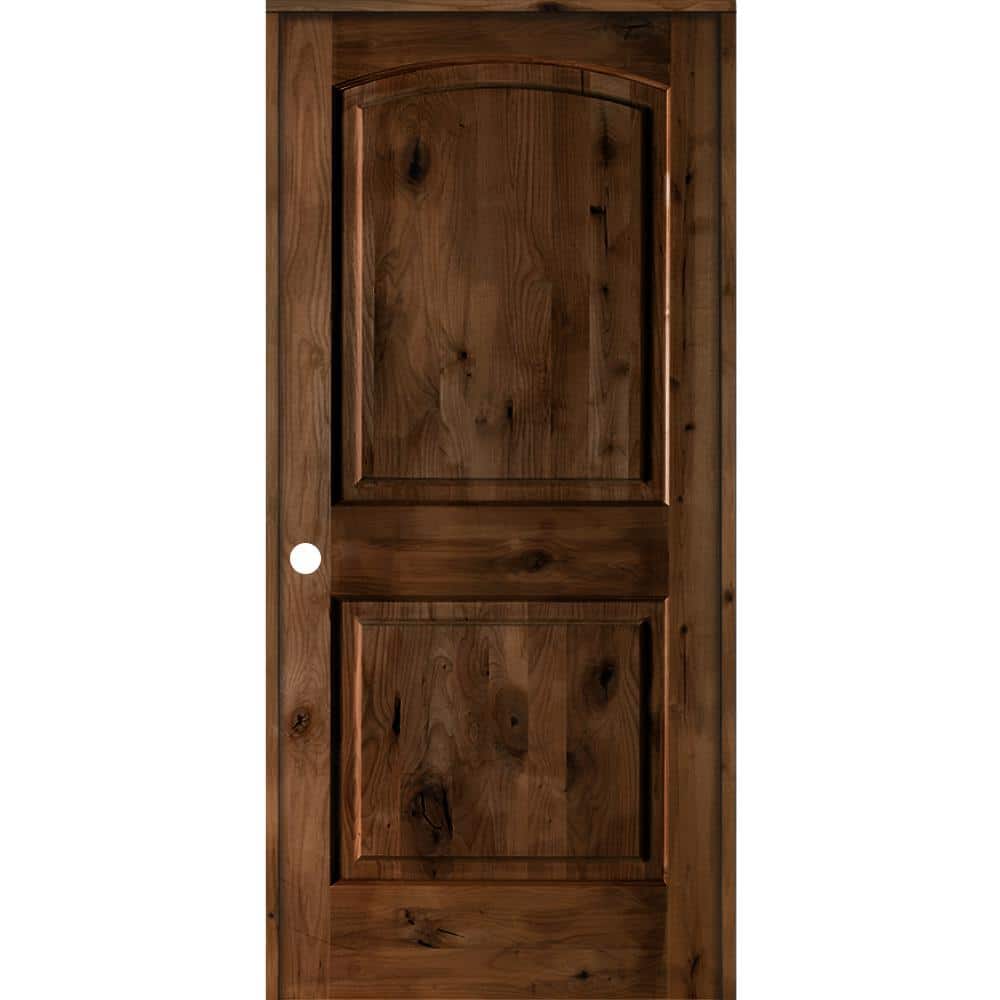28 in. x 80 in. Rustic Knotty Alder 2-Panel Right Handed Provincial Stain Wood Single Prehung Interior Door w/Arch Top price history on PriceWatchPro