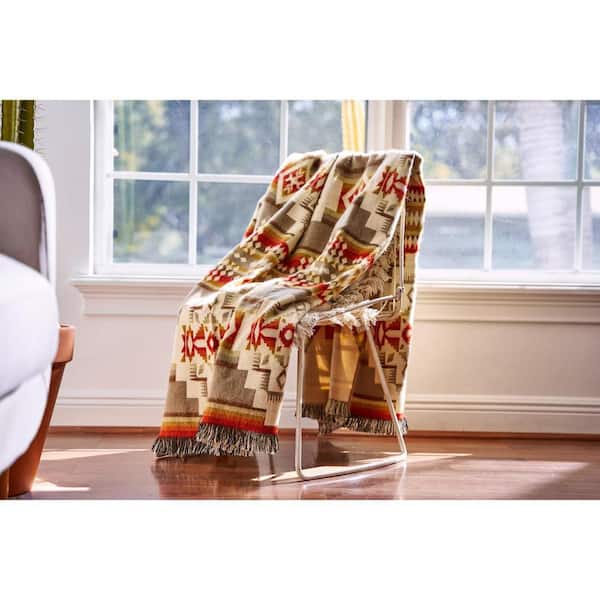 HomeRoots Charlie Off White Ikat Acrylic Throw Blanket