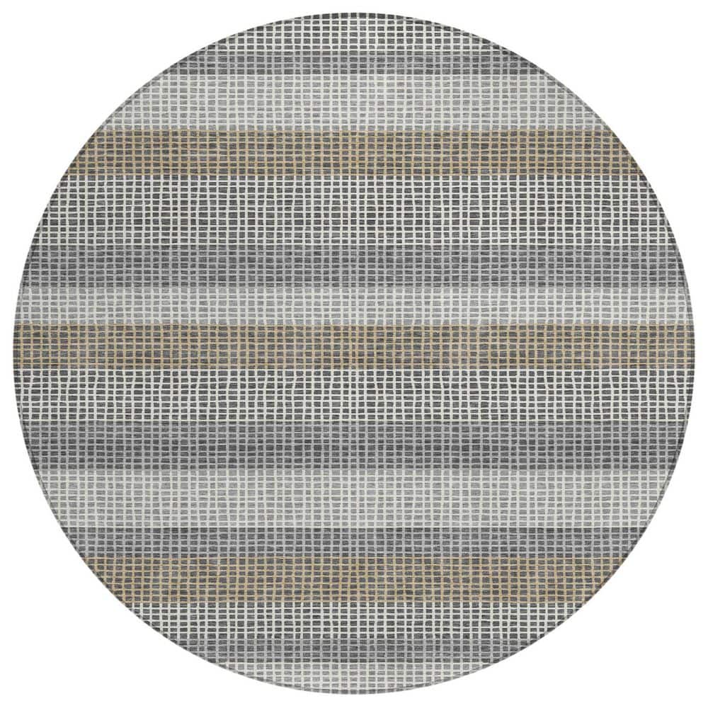 Chantille Machine Washable Indoor/Outdoor Abstract ACN2530 Gray 8 ft. x 8 ft. Round Rug price history on PriceWatchPro