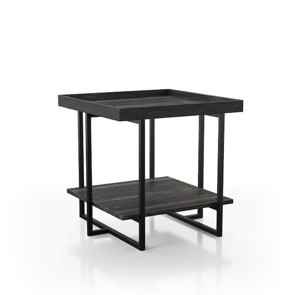 Furniture of America Bonte Black 2-Shelf End Table
