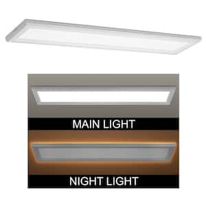 48 in. x 10 in. Low Profile Matte White LED Flush Mount Ceiling Light with Night Light Feature Adjustable CCT