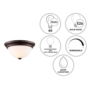Mod Pod 11.5 in. 1-Light Oil Rubbed Bronze Flush Mount Ceiling Light Fixture with Frosted Glass