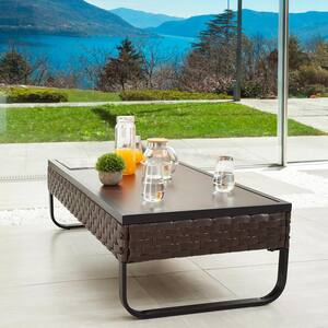 U-Leg Dark Brown Rectangular Metal Outdoor Coffee Table